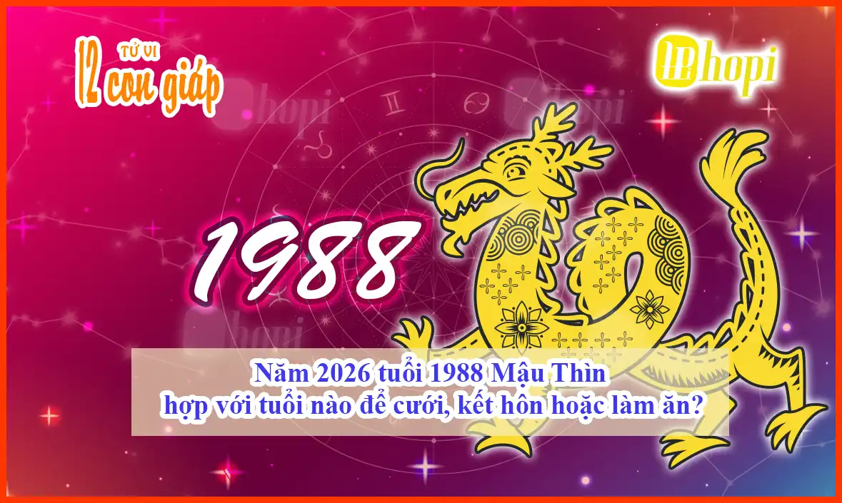 Năm 2026 tuổi 1988 Mậu Thìn hợp với tuổi nào để cưới, kết hôn hoặc làm ăn?