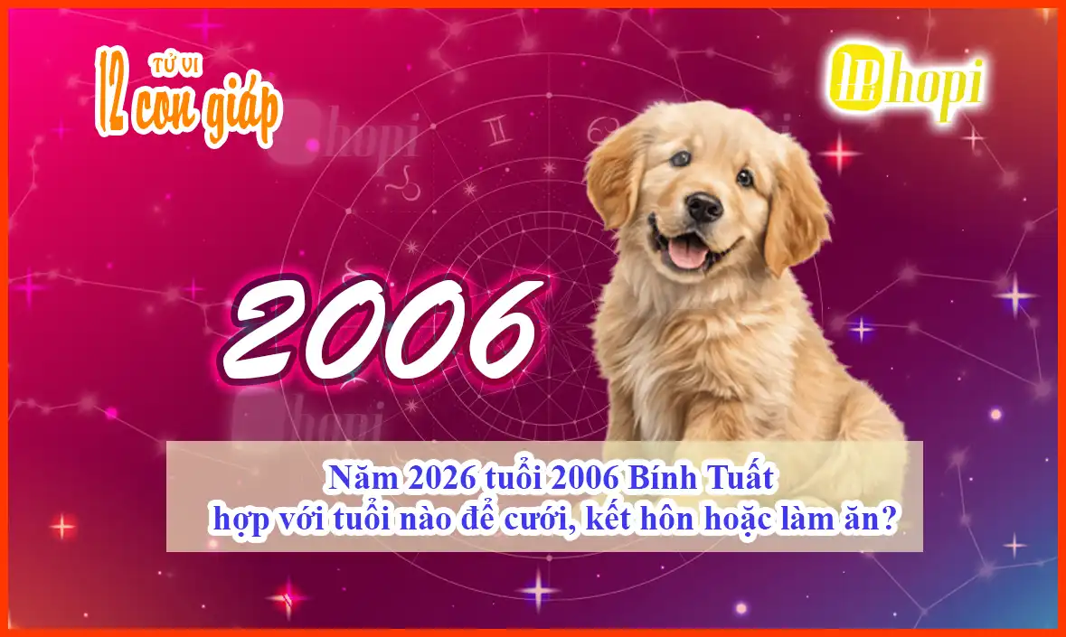 Năm 2026 tuổi 2006 Bính Tuất hợp với tuổi nào để cưới, kết hôn hoặc làm ăn?