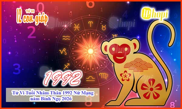 Horoscope for female born in 1992 (Nhâm Thân) in 2026 (Bính Ngọ)